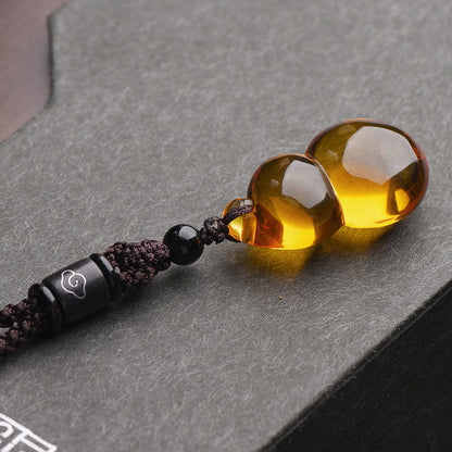 Citrine five elements gourd pendant fulu necklace