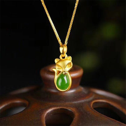 Sand gold necklace for women fox charm pendant