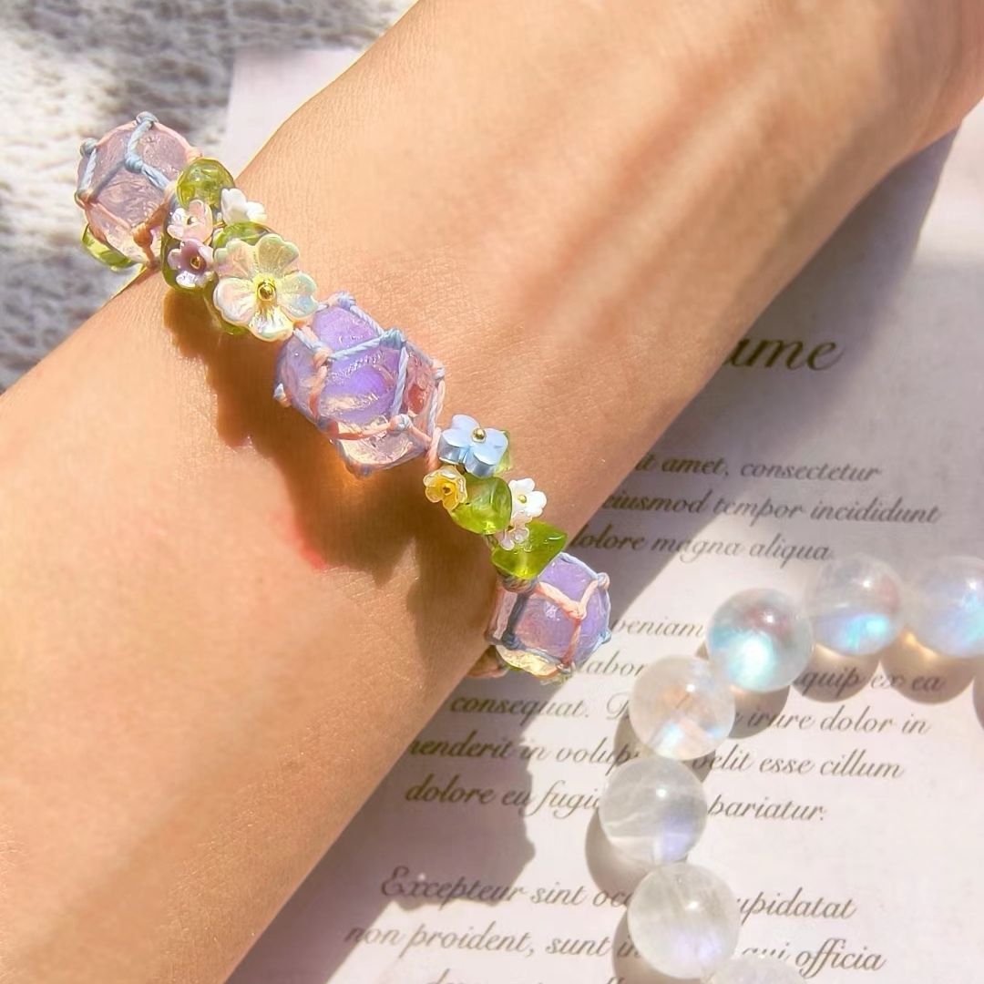 Hand-woven natural crystal stone bracelet