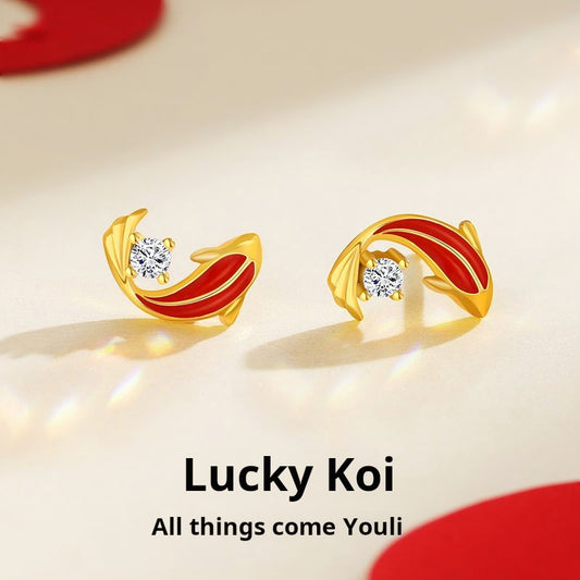 Koi silver stud earrings