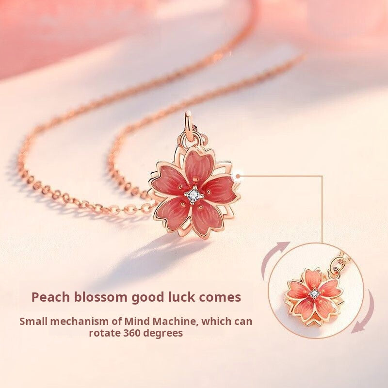 Silver necklace peach blossom necklace for women