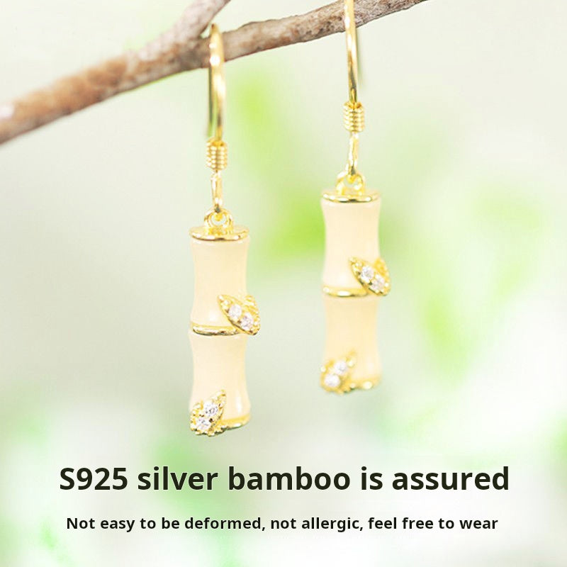 Bamboo sterling silver earrings