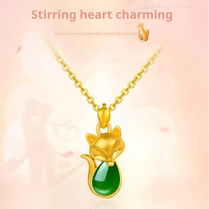 Sand gold necklace for women fox charm pendant